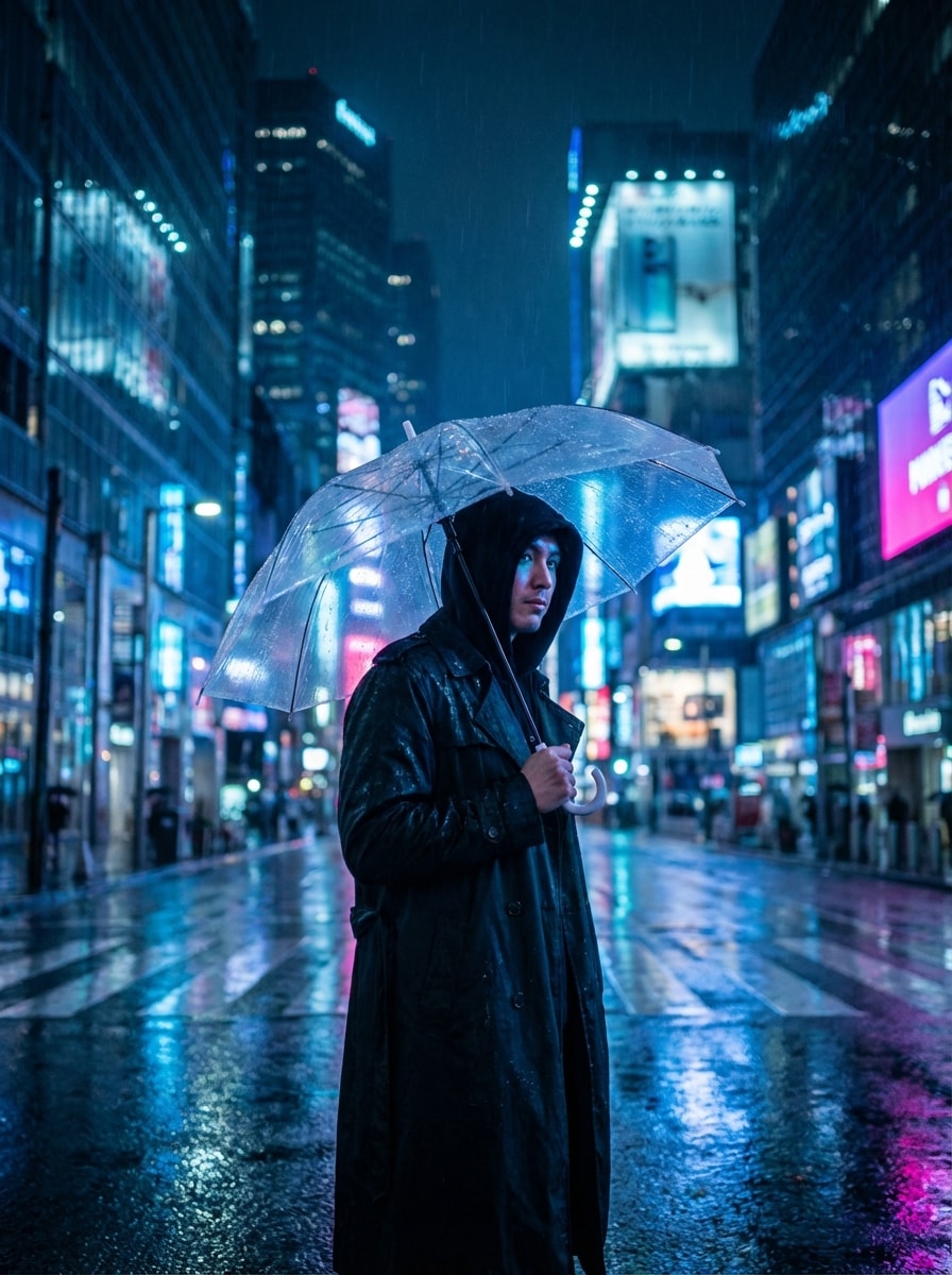 Classic Neon Cyberpunk Portrait Style