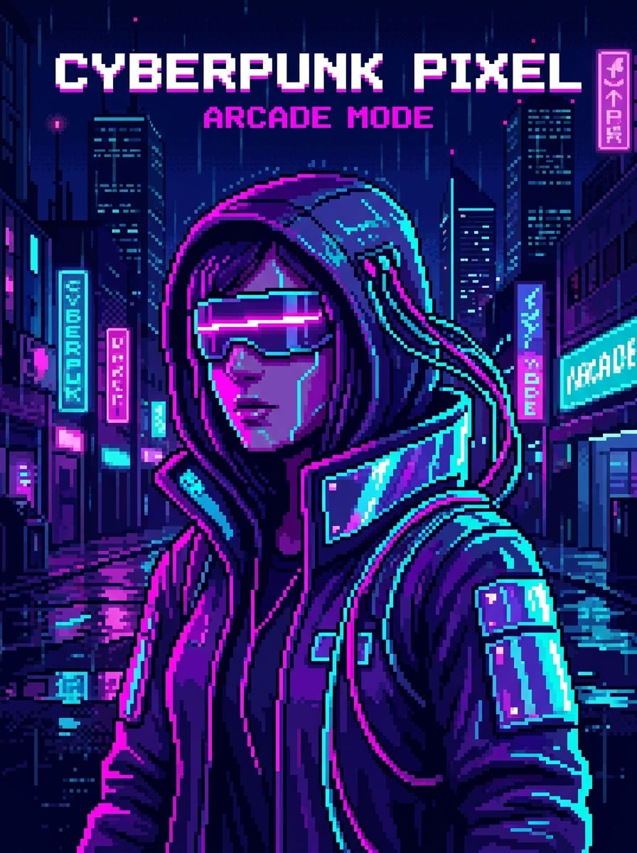 Neon Cyber Pixel Art