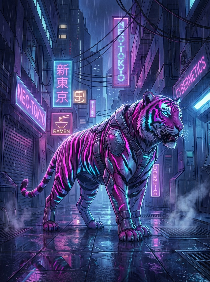 Neon Cyber Tiger