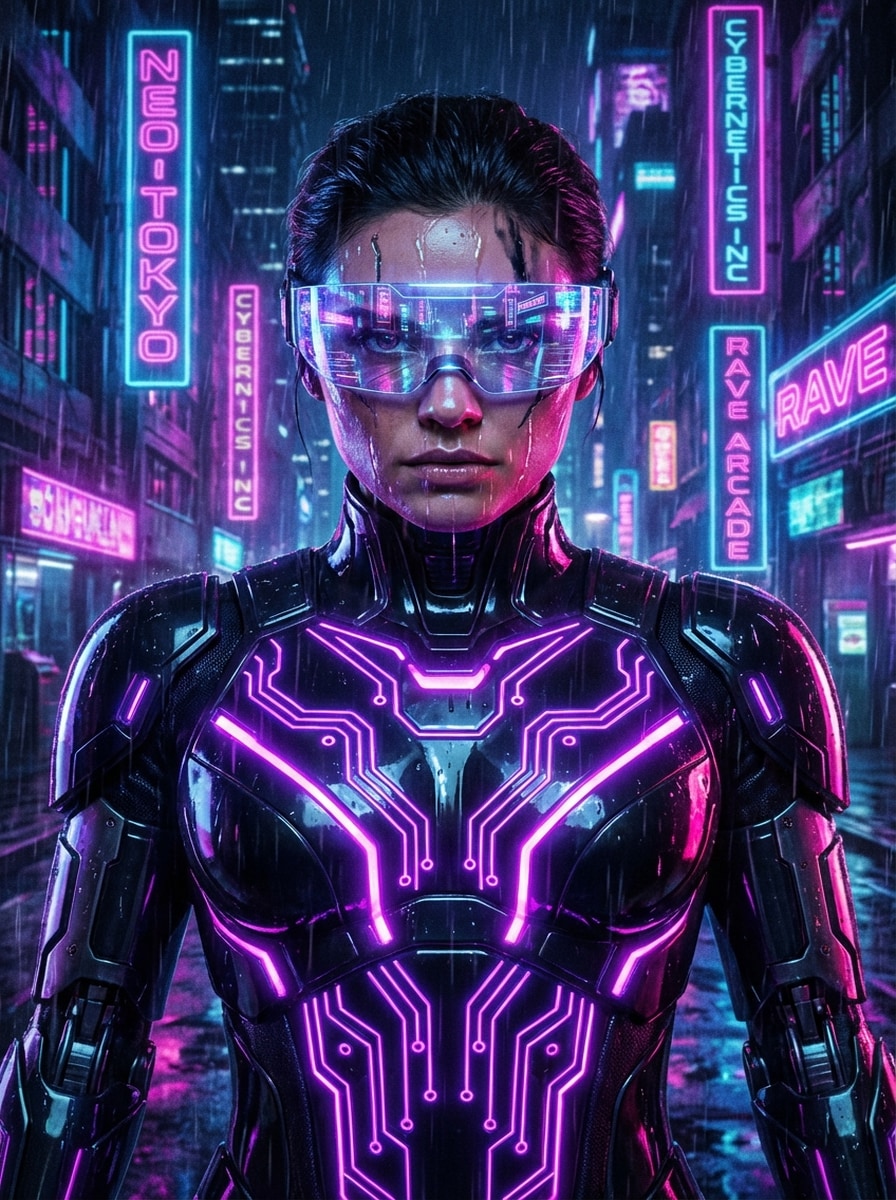 AI superhero generator cyberpunk neon style
