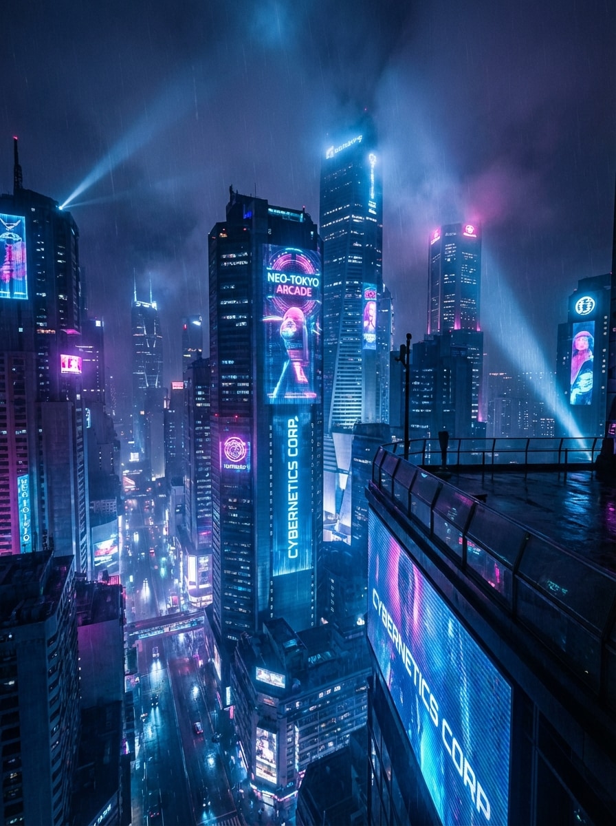 Neon Cyberpunk City Night