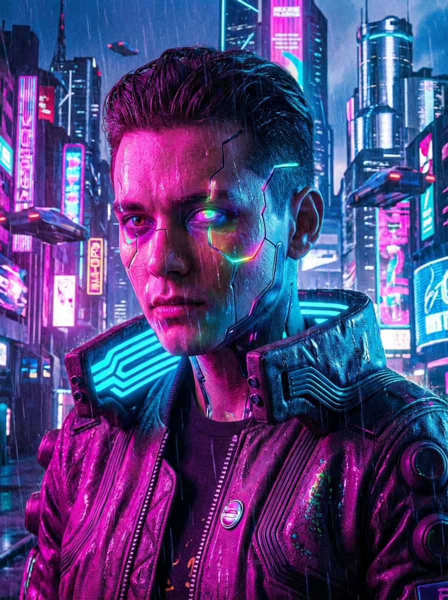Neon Cyberpunk Cinematic Portrait