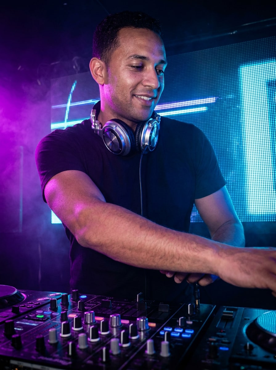 Neon DJ Booth Portrait