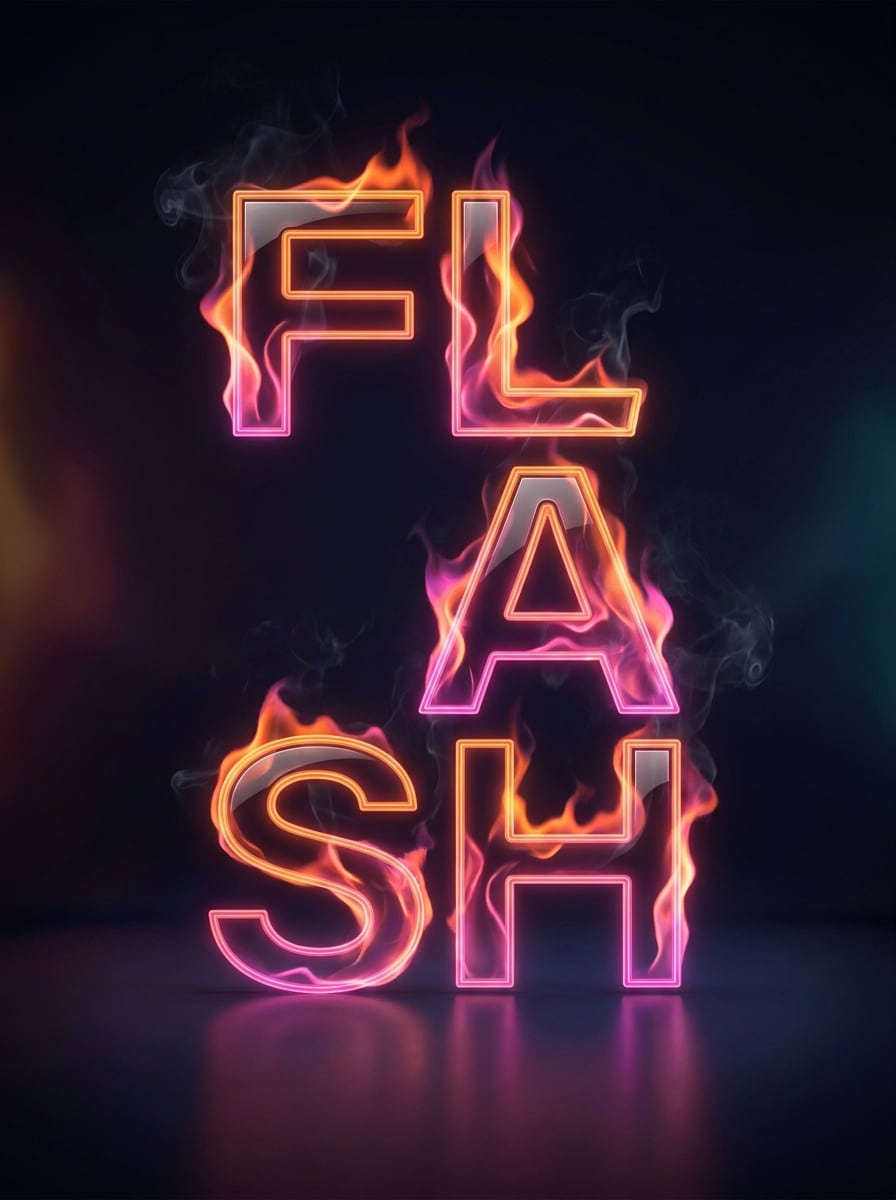 Neon Flame Text