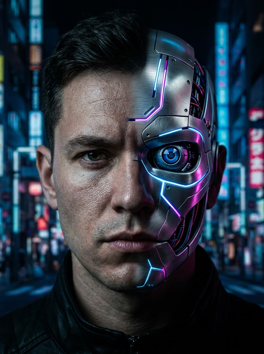 Neon Half-Cyborg