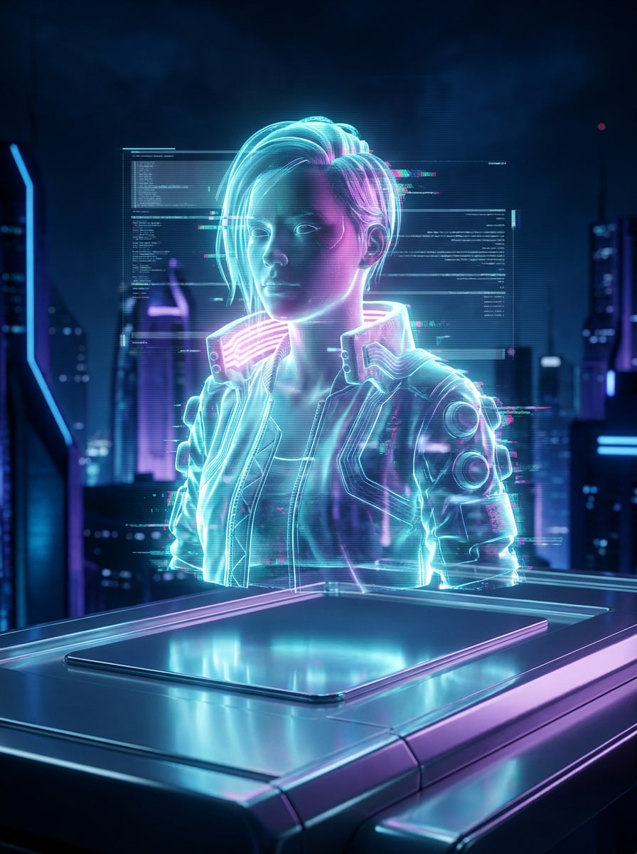 Neon Hologram Portrait