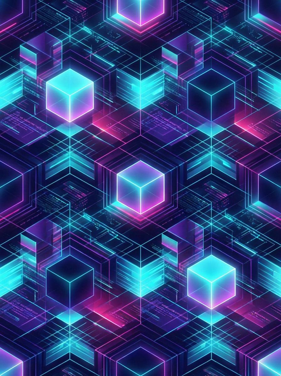 Neon Isometric Grid