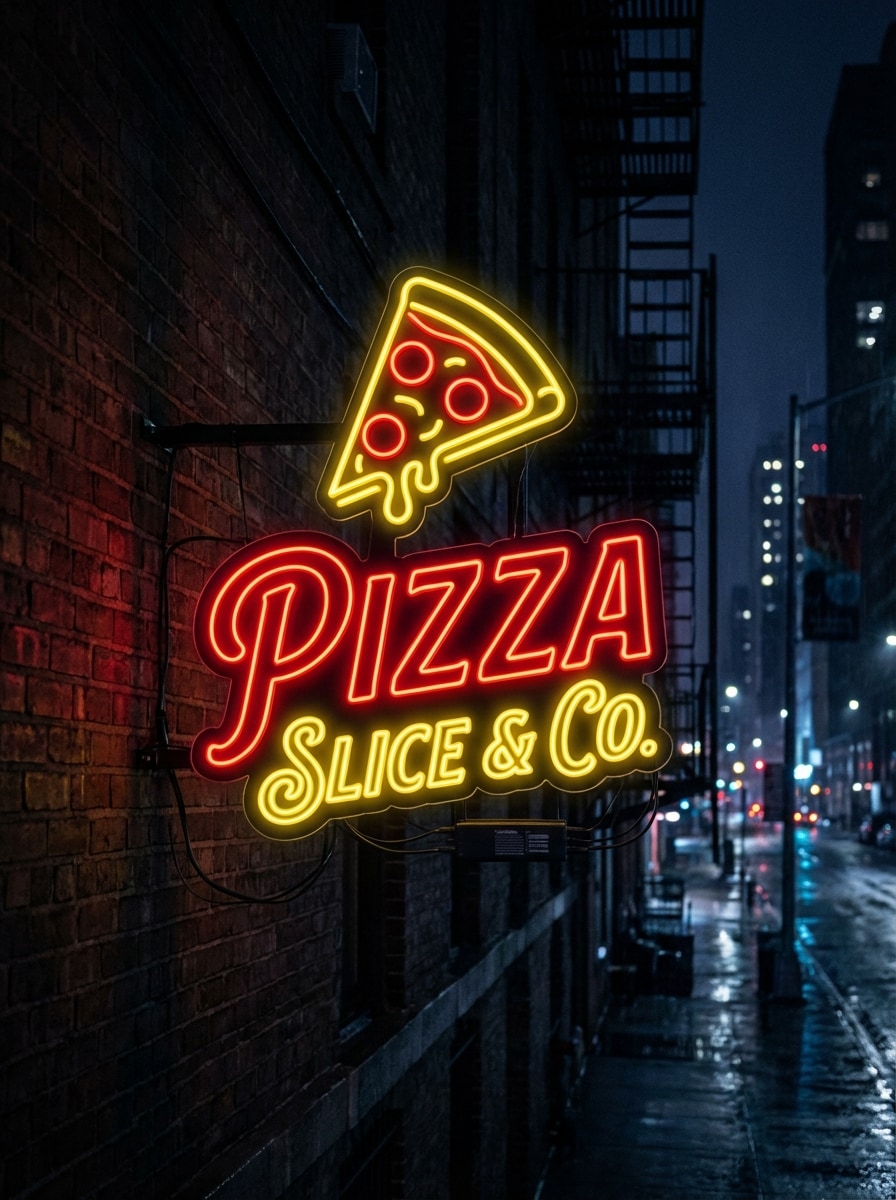 Neon Street Pizza Sign