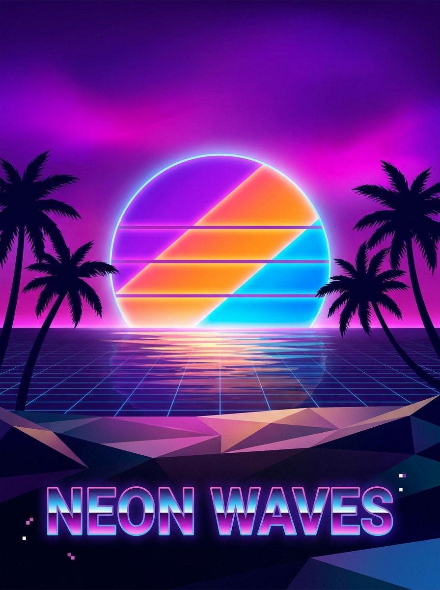 Neon Synthwave Beach