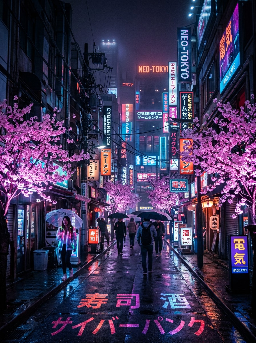 Neon Tokyo Sakura Street
