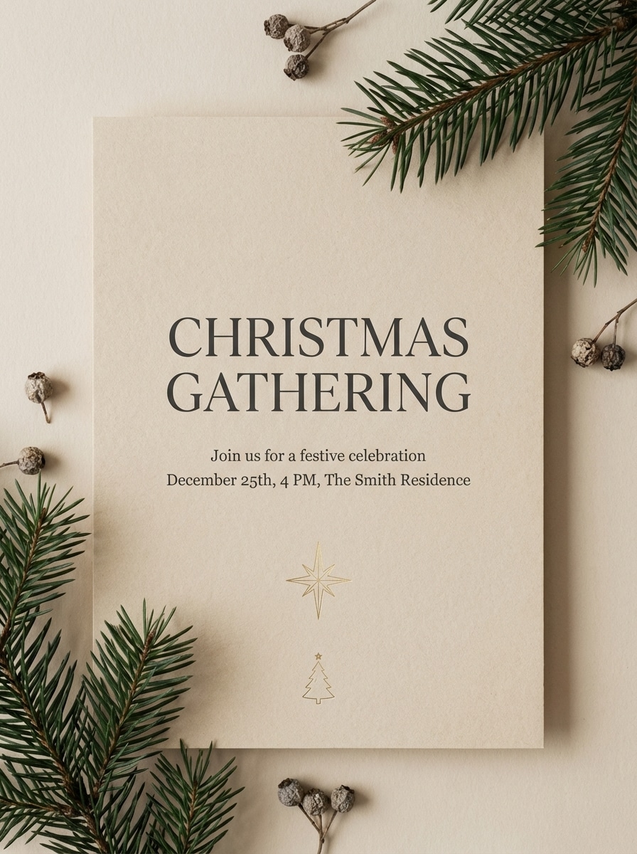 Neutral Serif Christmas Invite