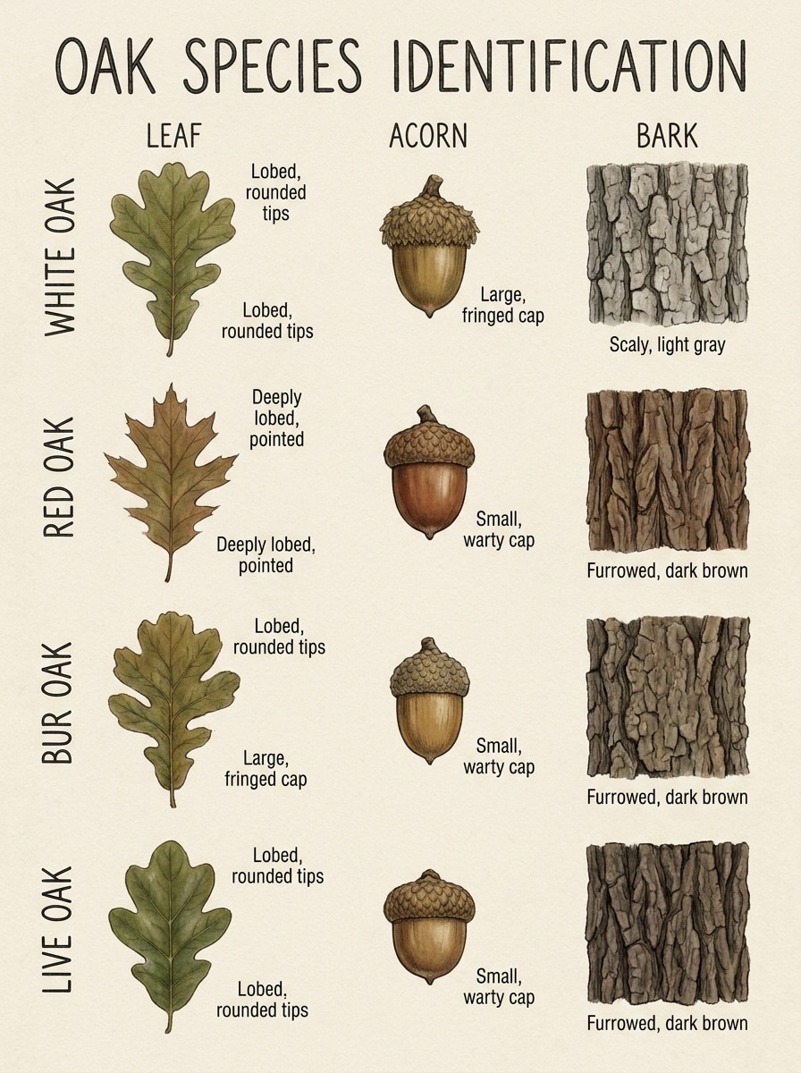 Oak Species Comparison Board