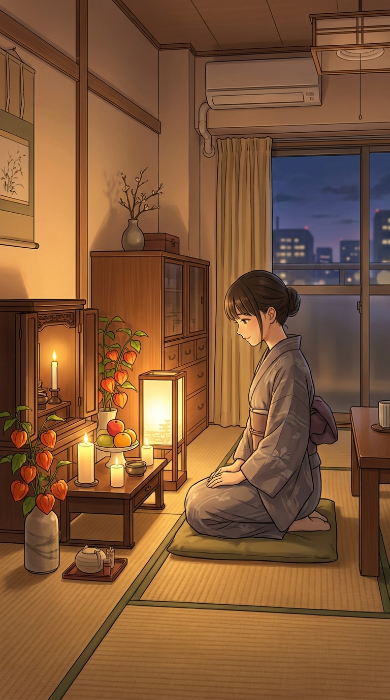 LEDキャンドルのお盆AI画像
