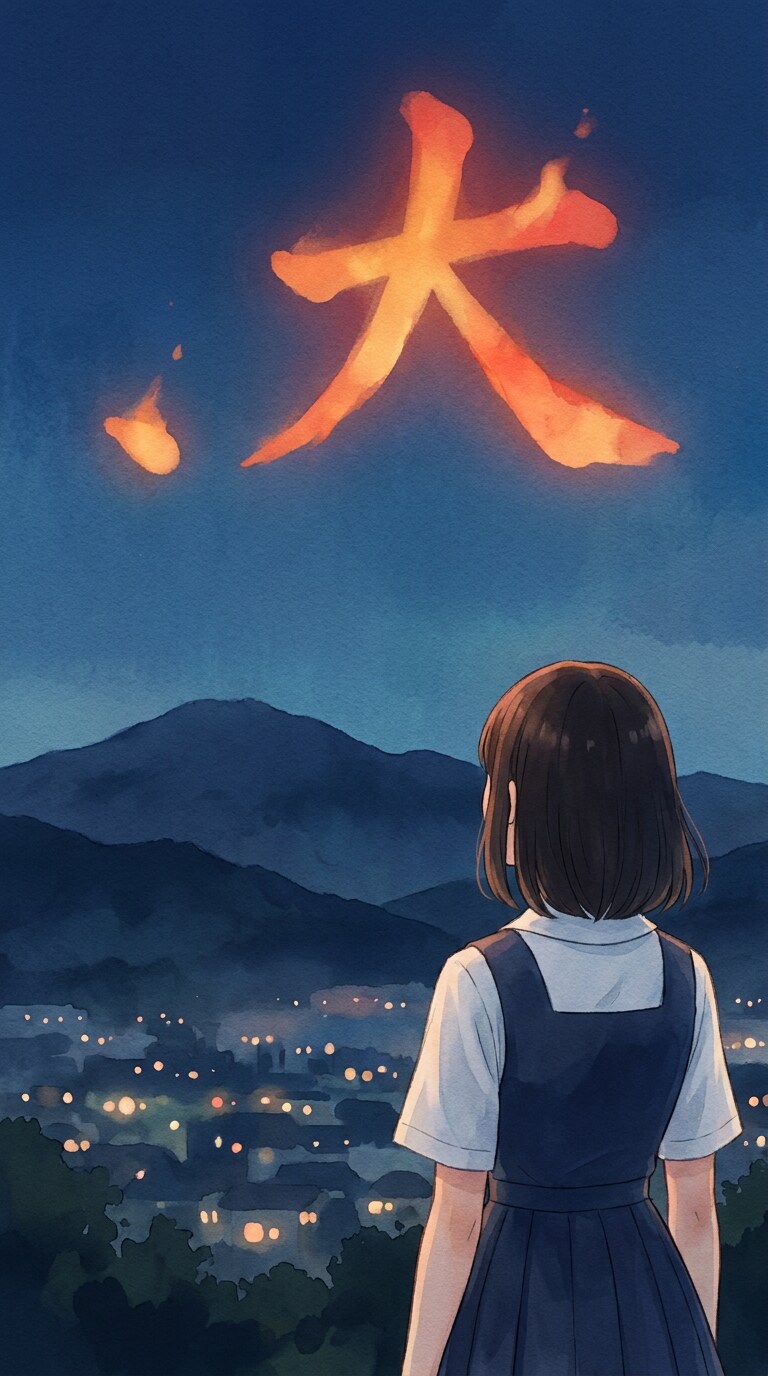 五山送り火風AIイラストプロンプト