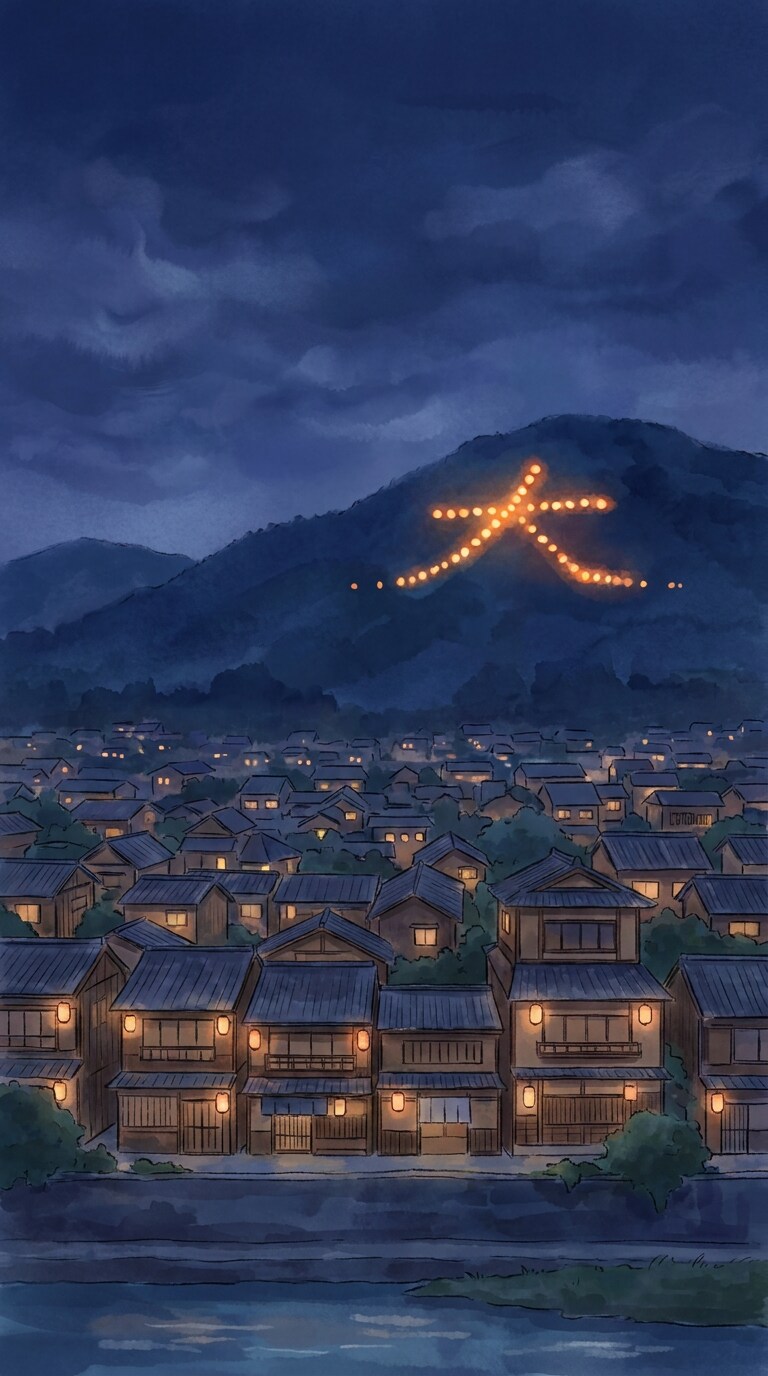 大文字送り火風AI画像素材