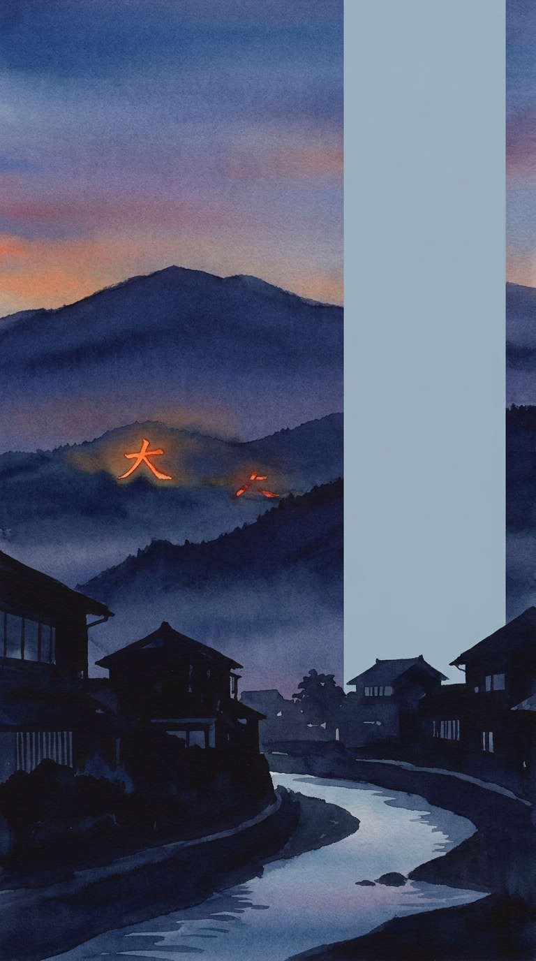 送り火風旅行ブログ画像AI素材