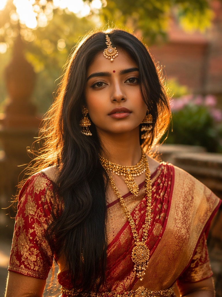 Outdoor sunlight Odia bride prompt