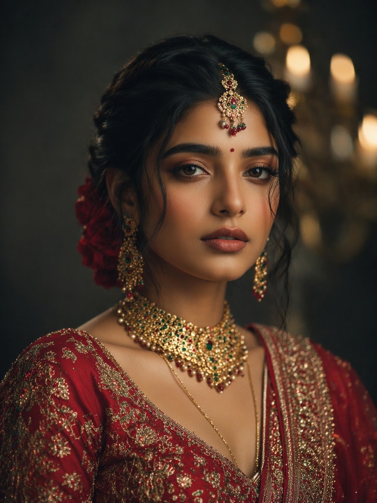 Modern minimal Indian bride prompt