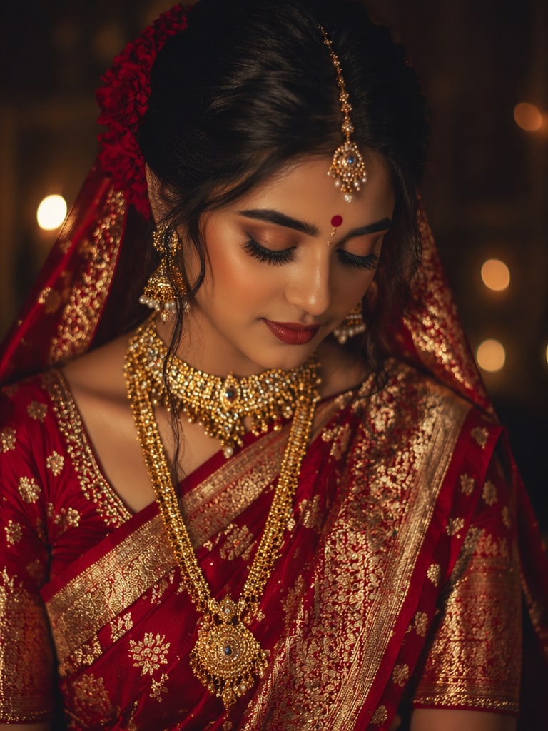 Elegant Indian bride AI prompt