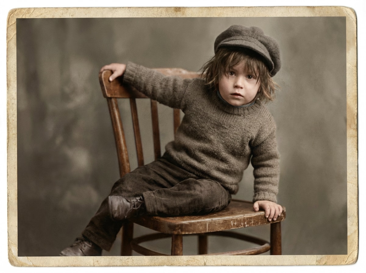 Old black and white photo after colorization