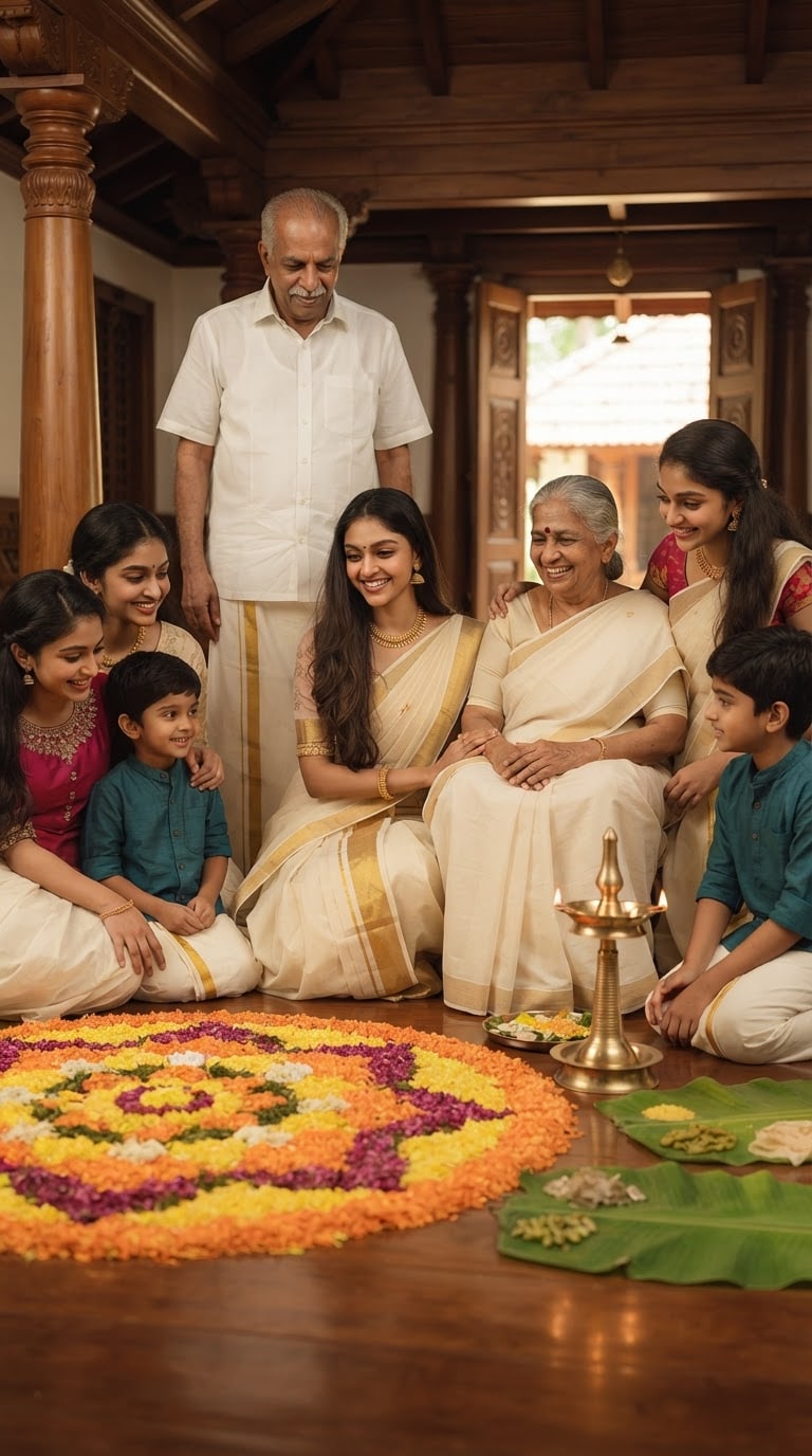 Multi Generation Onam AI Family Portrait