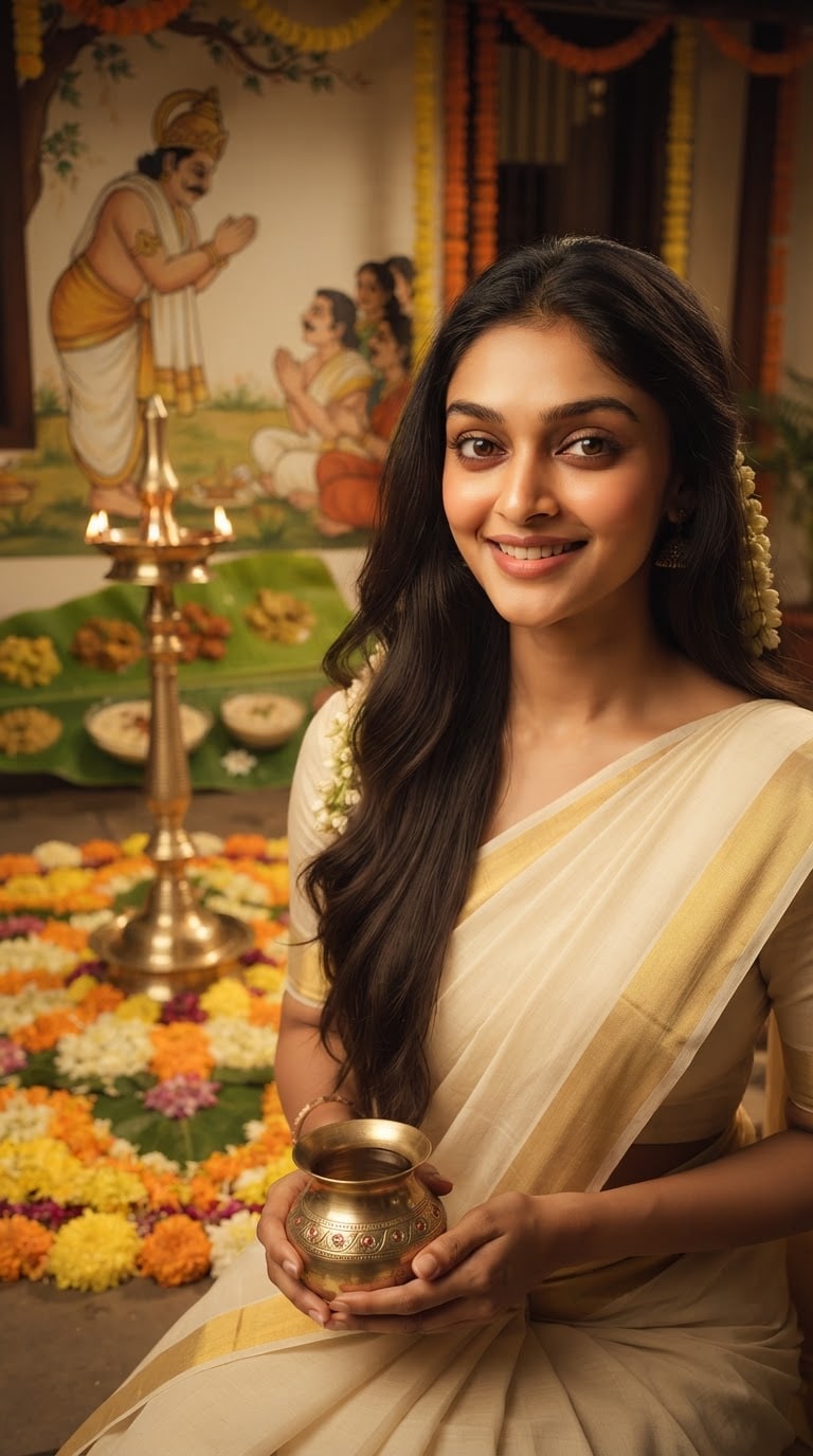King Mahabali Onam Festival Backdrop Prompt