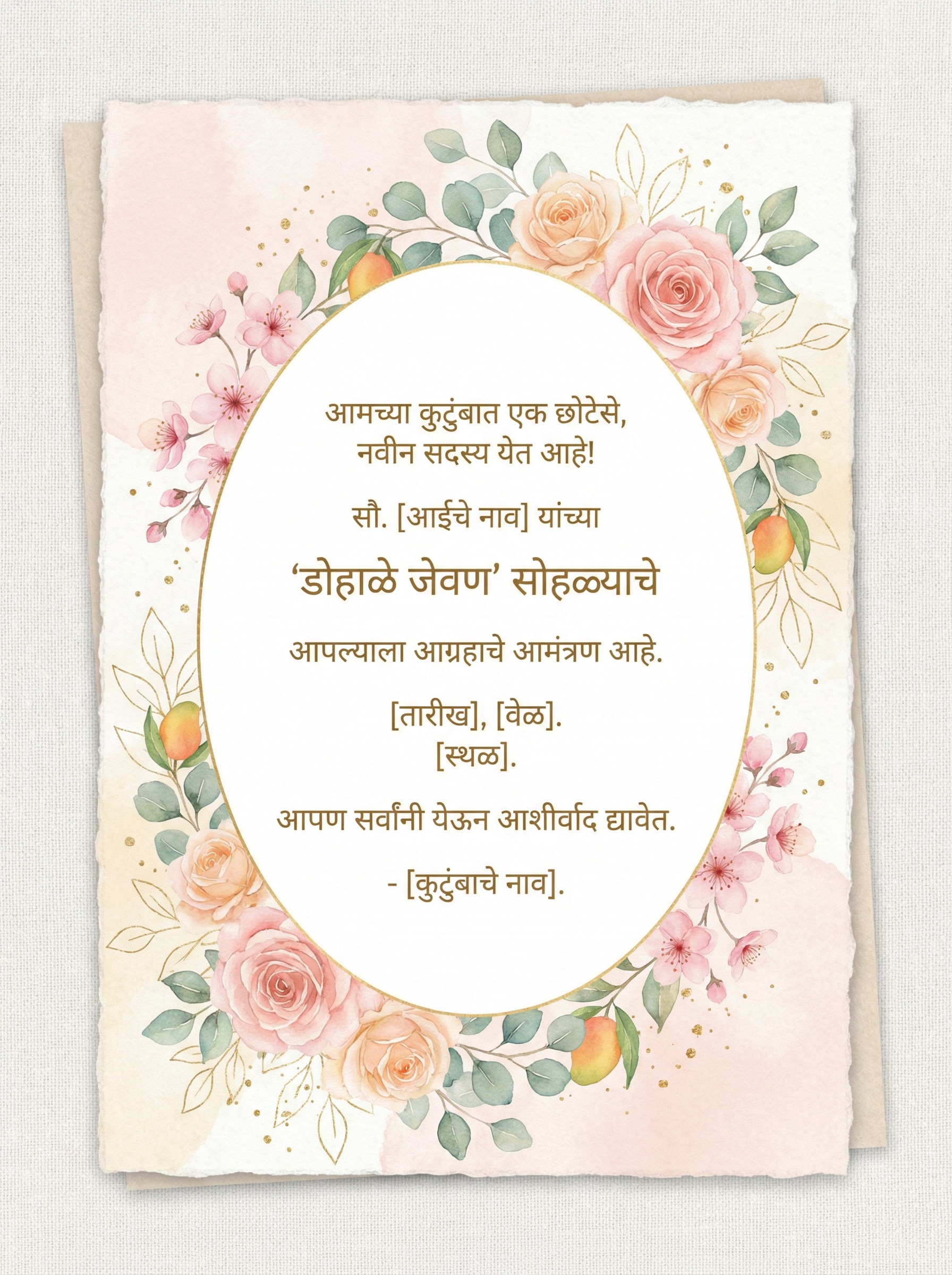 Pastel Floral Marathi Card