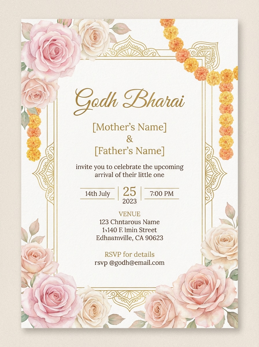 Pastel Floral Gold Frame