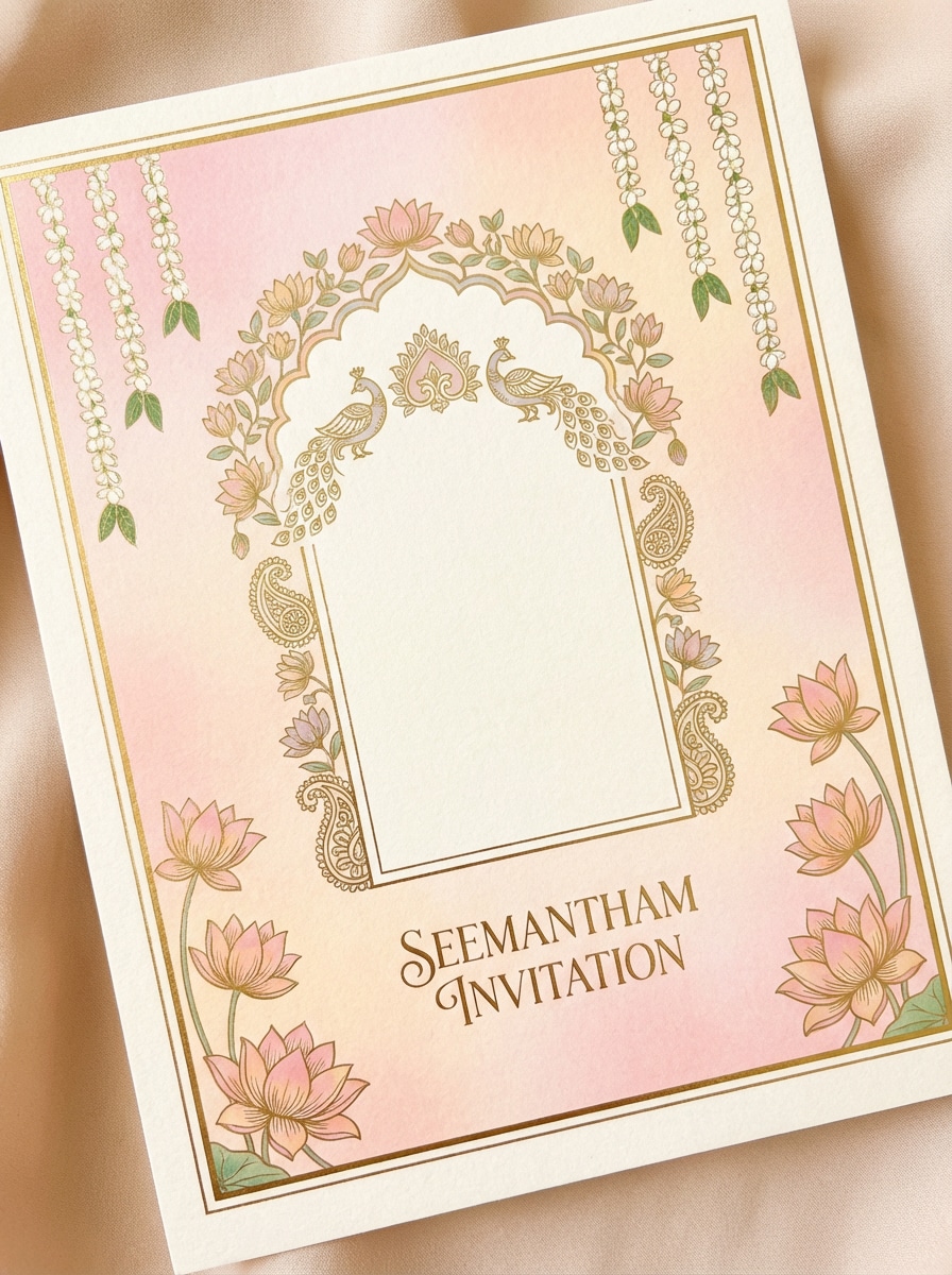 Pastel Floral Seemantham Card