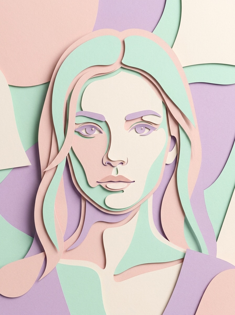 Pastel Layered Papercut Portrait