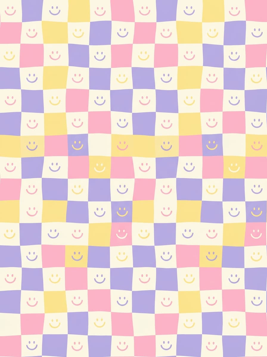 Pastel Smiley Checkerboard