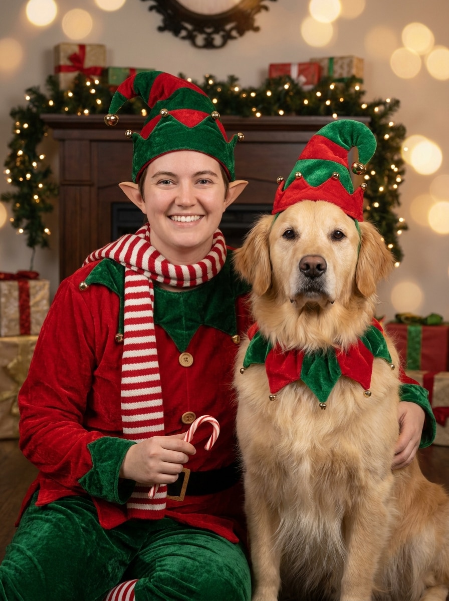 Pet and Owner Elf Portrait