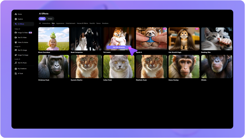 step1 Open the AI Pet Hug Video Generator