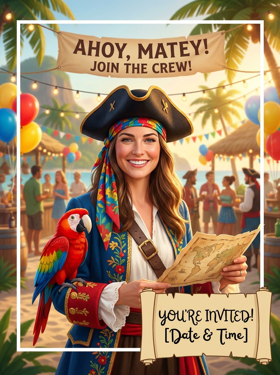 Pirate Party Invitation Portrait