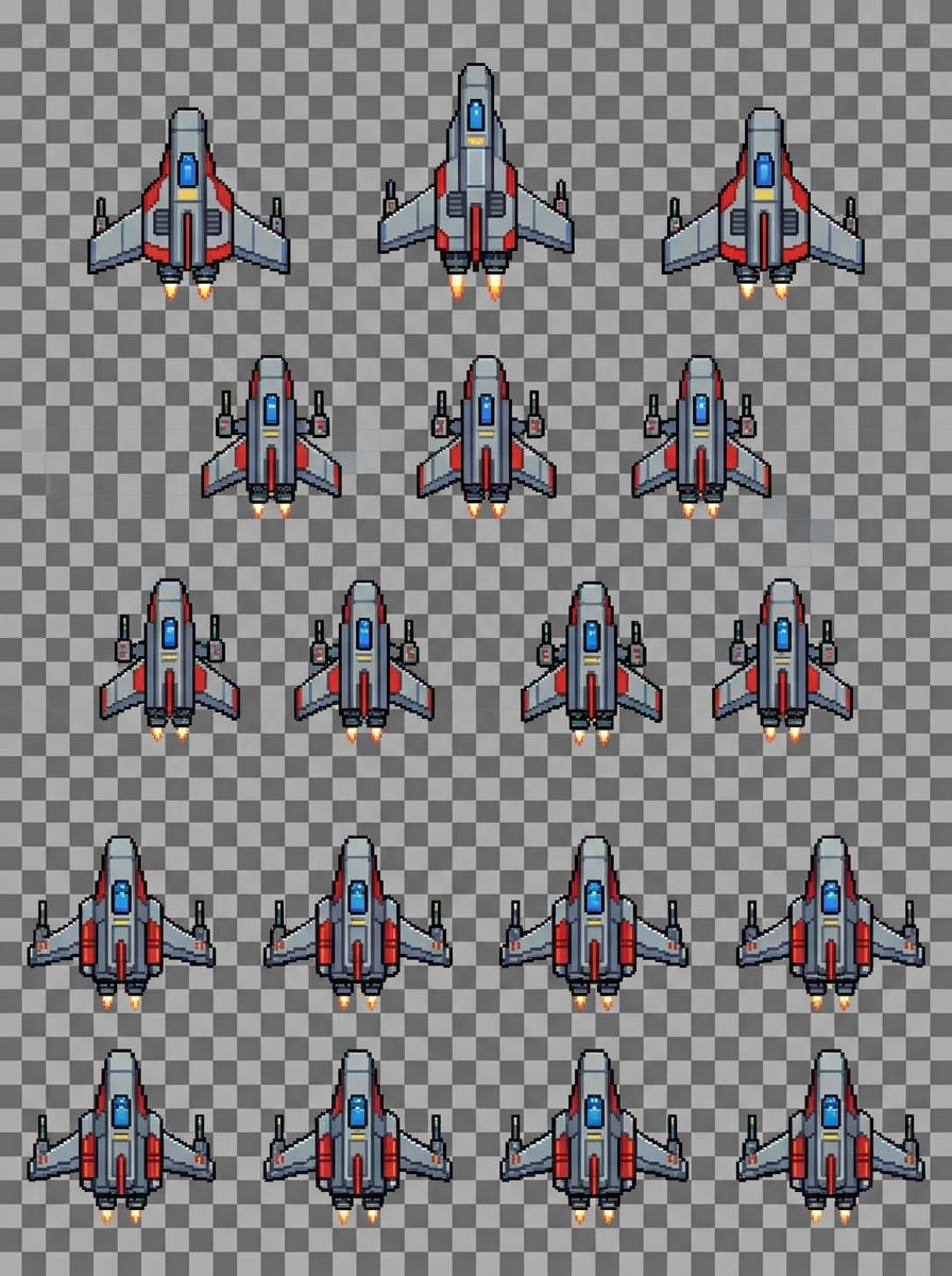 Pixel Art Spaceship Sprite