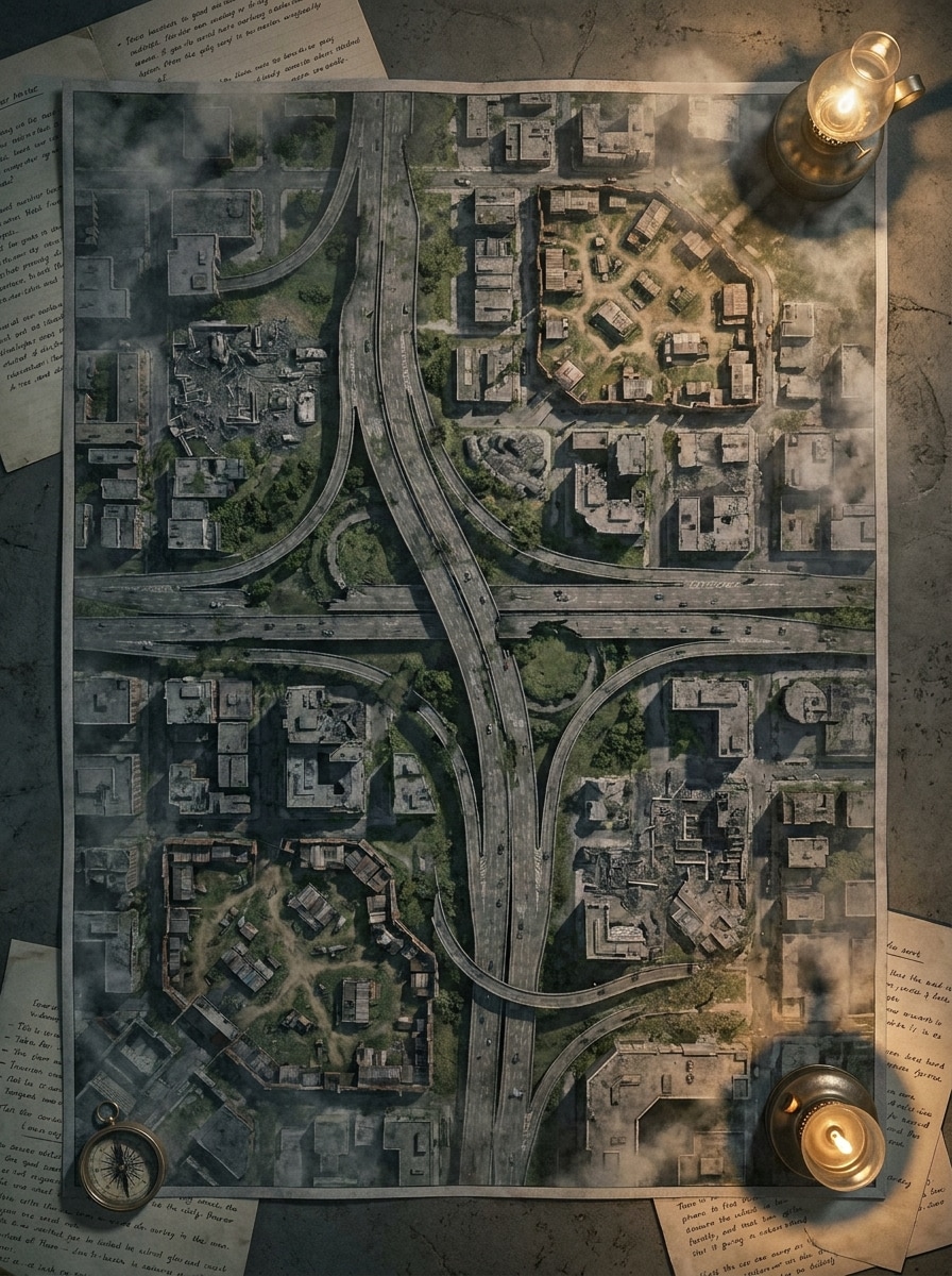 Post-Apocalyptic Ruined City Map