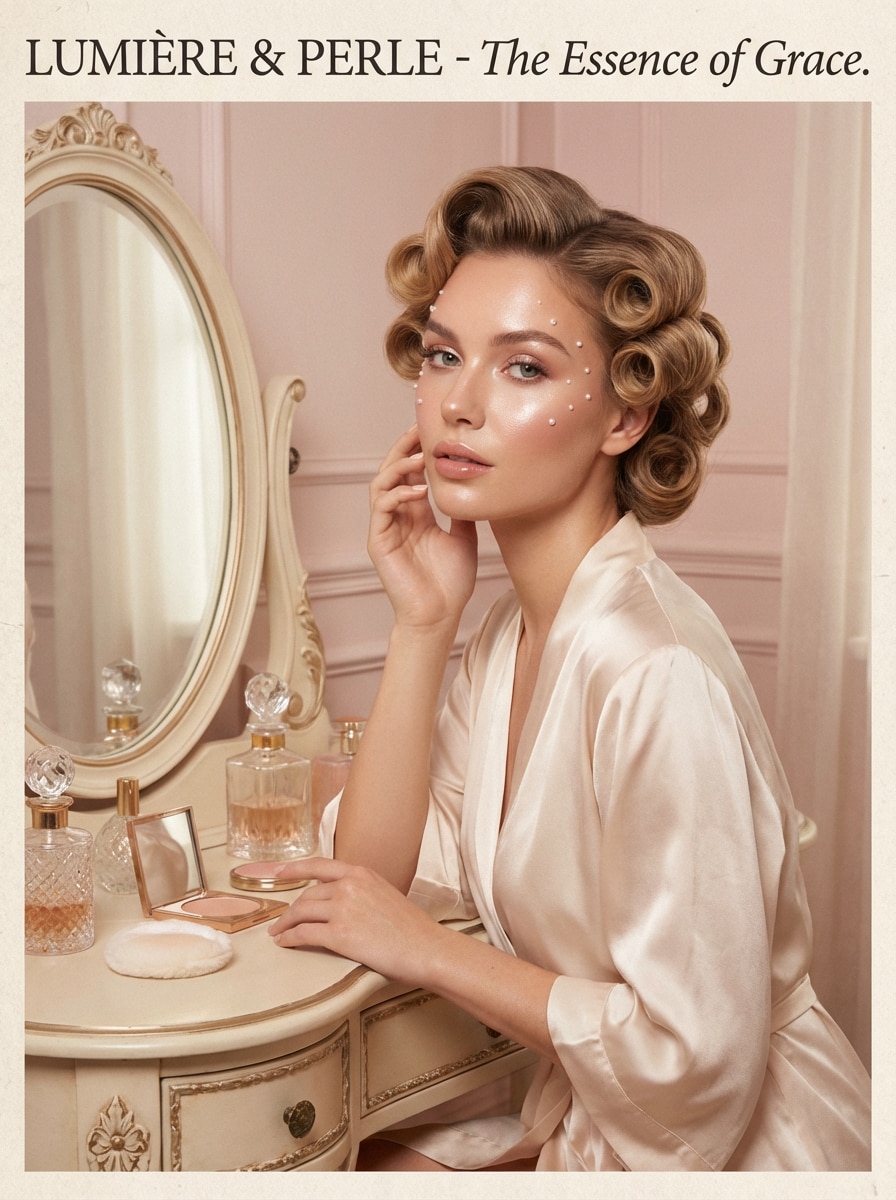 Powder room beauty ad pin-up portrait