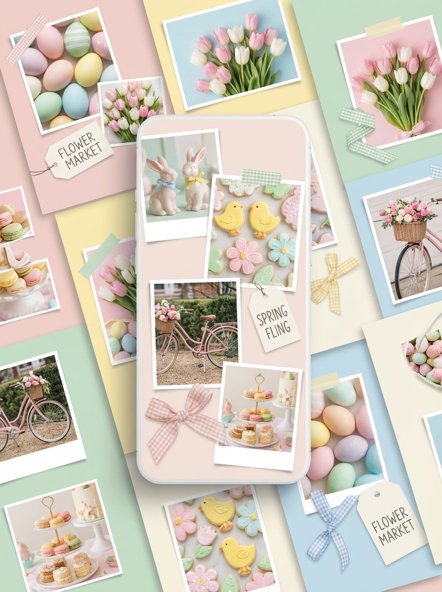 Preppy Easter collage background