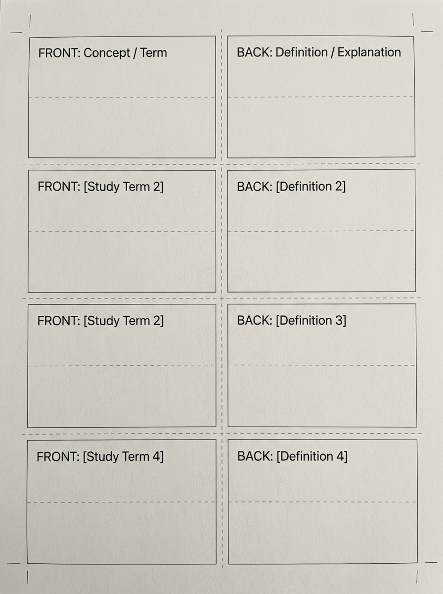 Printable Flashcard Sheets