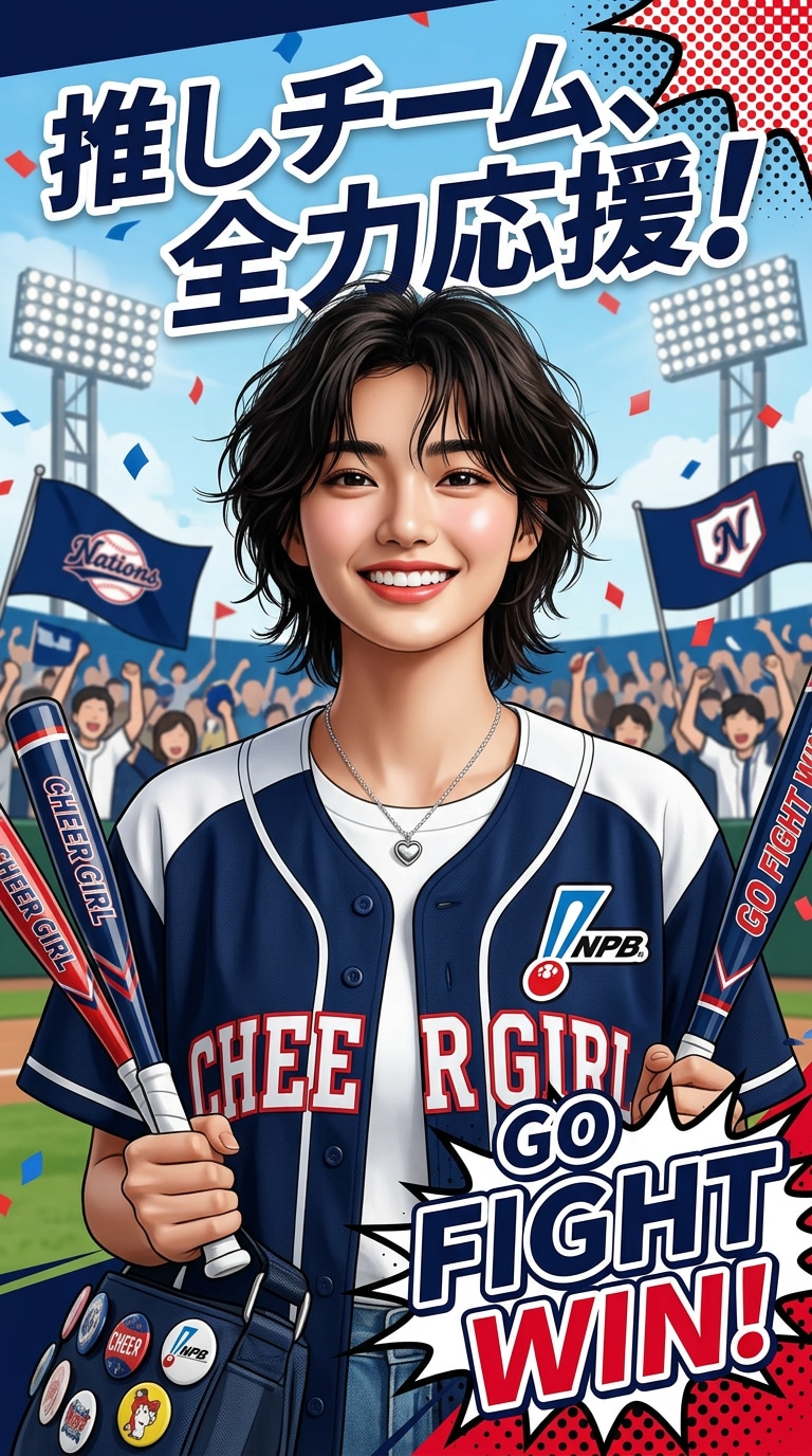 かわいく映える野球女子応援ポスター