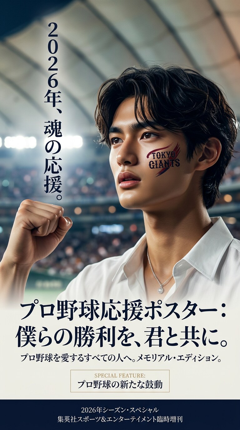 雑誌風に仕上げる野球応援ポスター
