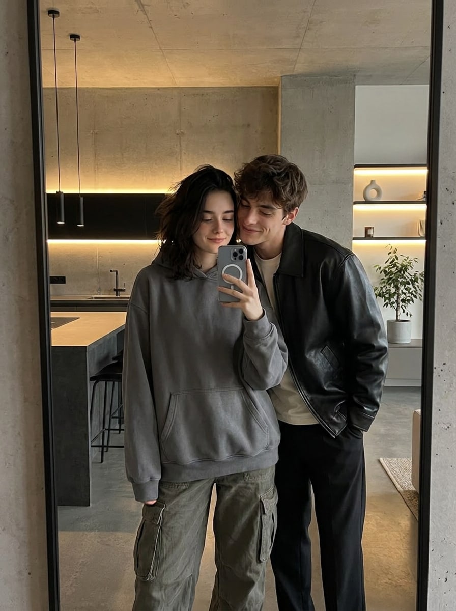 Mirror Selfie Couple Prompt Prompt Gemini AI Pasangan