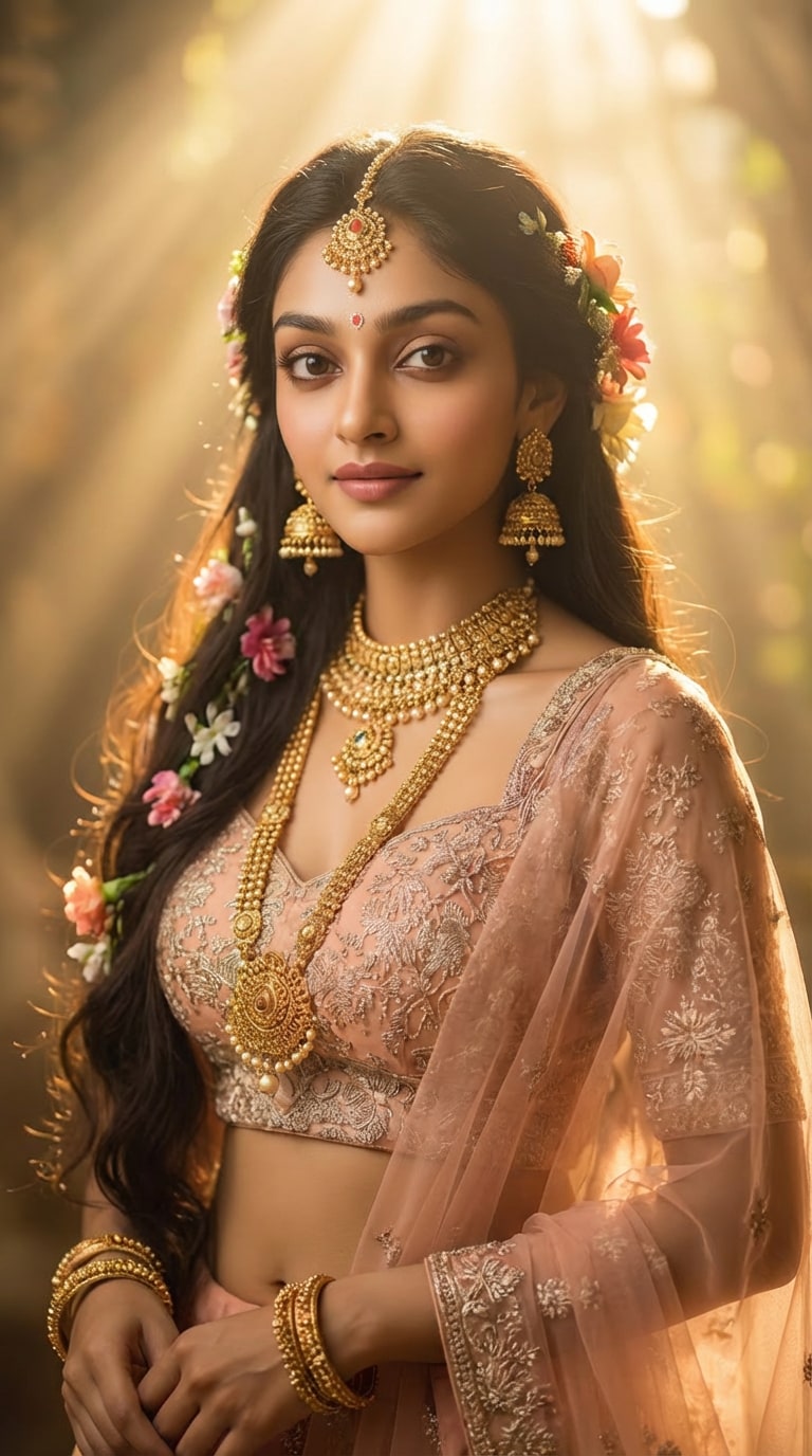 Golden Royal Radha Rani Look