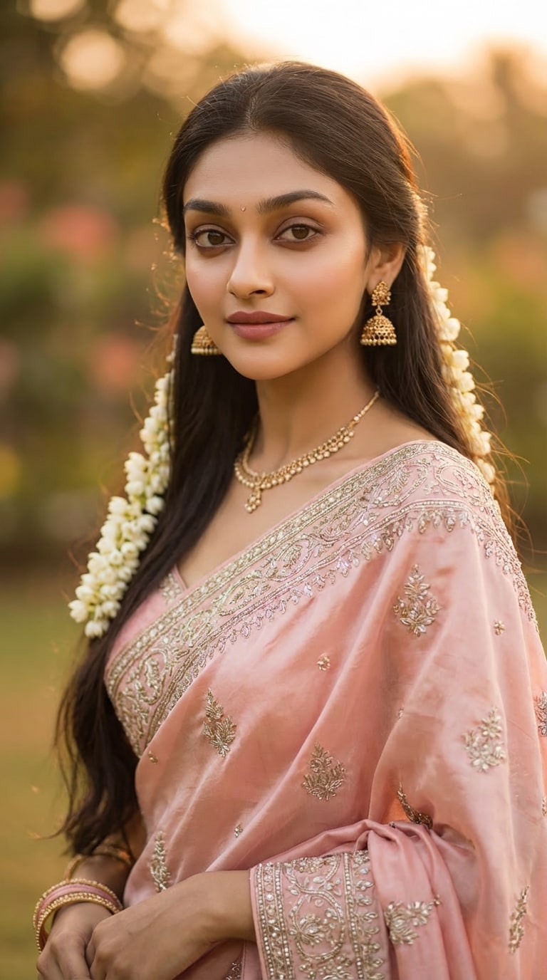 Soft Pink Radha Rani Look