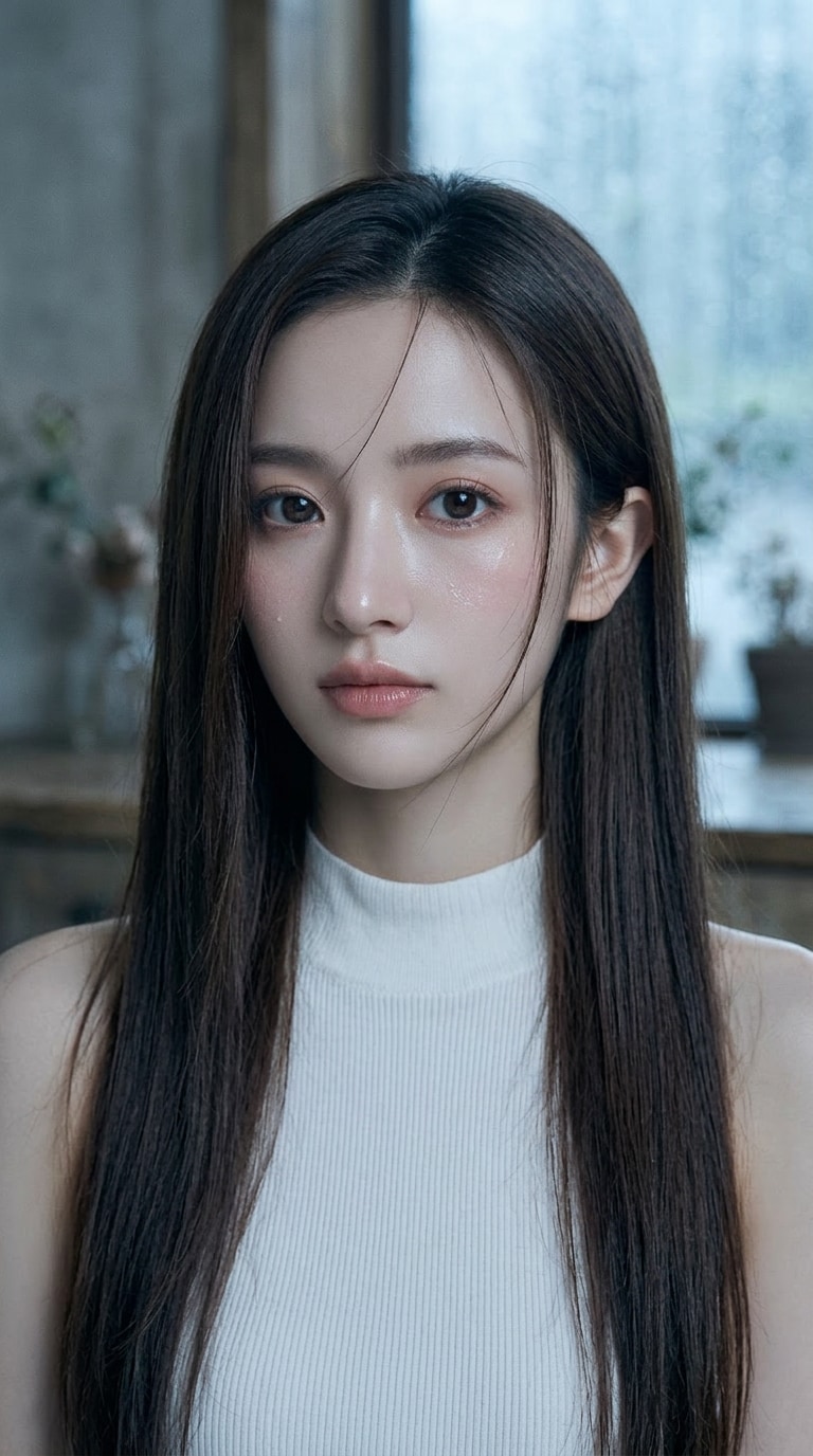 梅雨のエモいポートレート風