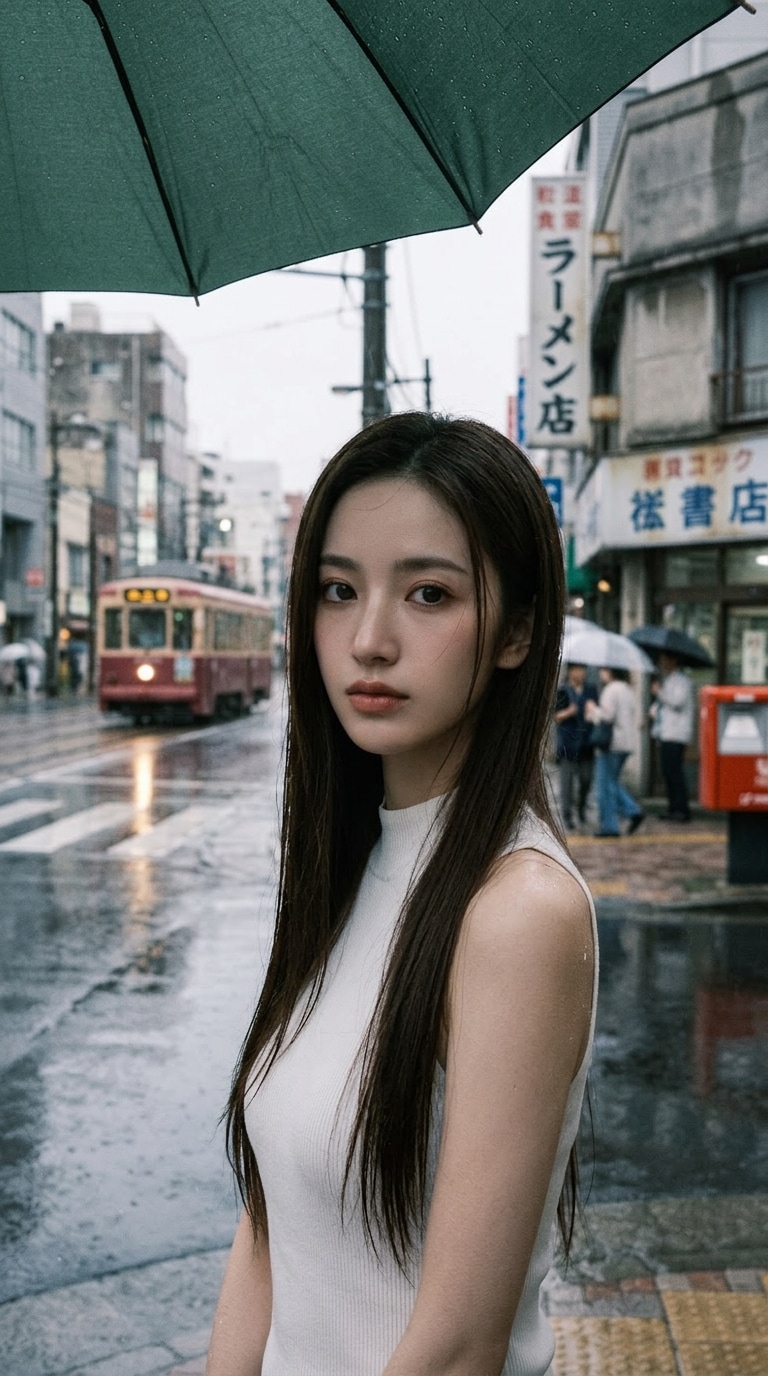 雨の日の街角シネマ風