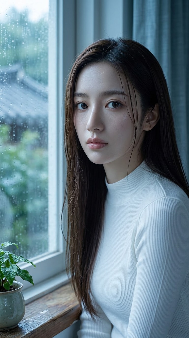 窓辺のしっとりポートレート風