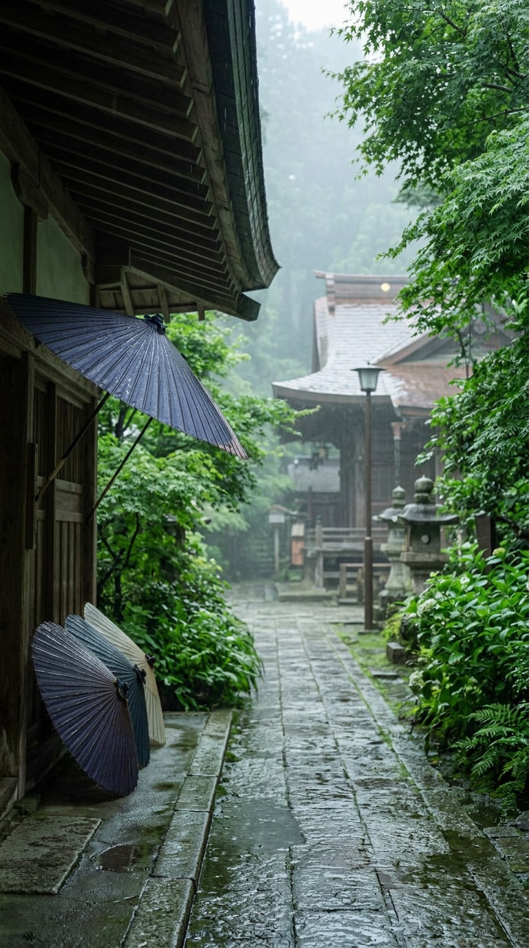 和風の梅雨背景AI画像