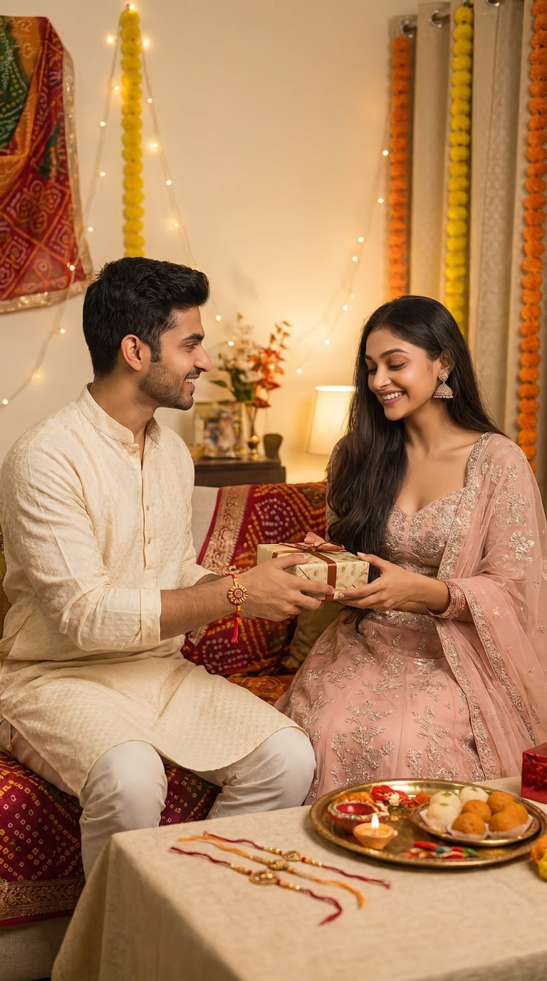 Brother Sister Rakhi Ceremony AI Prompt