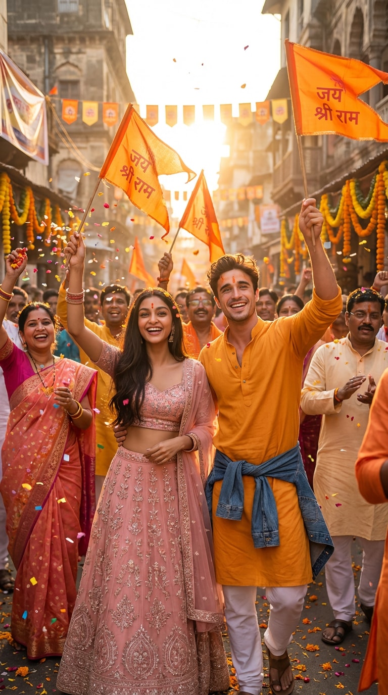 Festive Street Celebration Couple